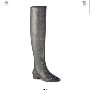 Ivanka Trump Womens Alie2 Cap Toe Knee High Fashion Boots, Silver